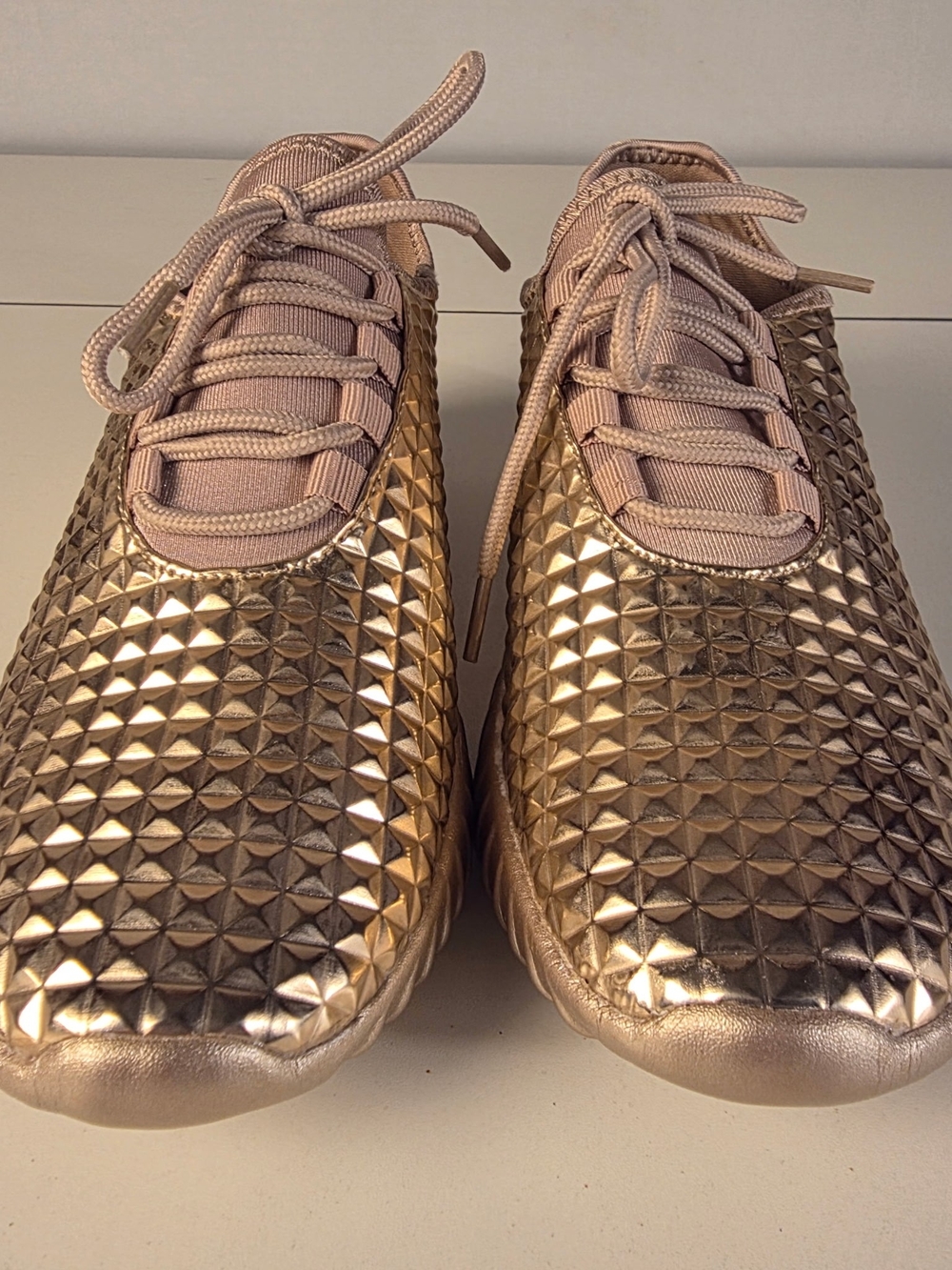 Liliana Metallic Gold Pyramid Platform Sneakers, Size 8